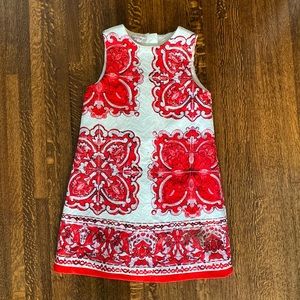 Girls W.L. Monsoon Floral Red White Dress Sz 12A